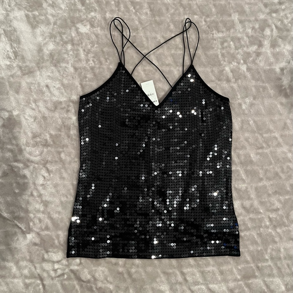 Black sequined tank top